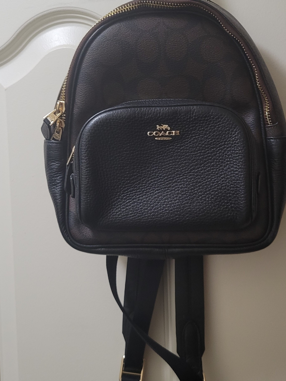 Coach Black & Dark Brown Signature Mini Backpack